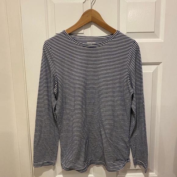 Kim Rogers Tops - Kim Rogers Breton Stripe Top L | Navy White Nautical Shirt